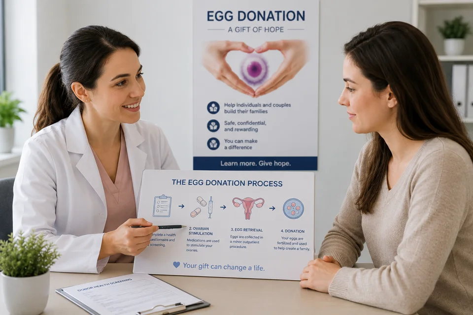 Doctor explaining egg donation process to patient