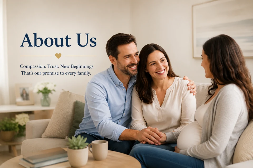 Couple meeting with pregnant woman in living room