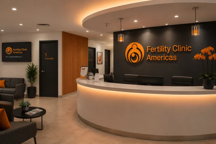 Modern reception area at Fertility Clinic Americas